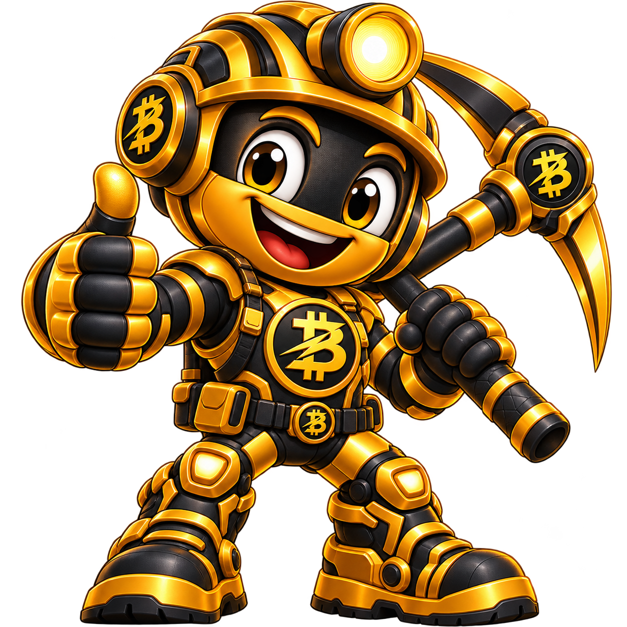 BITNUG, the official BTGS community mascot, wearing a gold mining helmet and holding a pickaxe